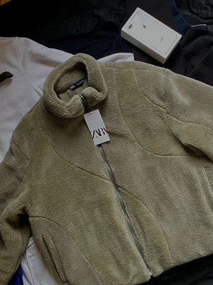 ZARA Fleece Jacket new, size L, khaki