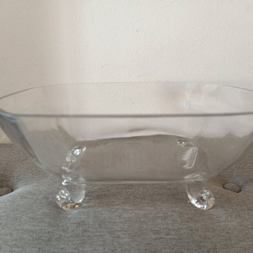 Glass bowl new with four feet