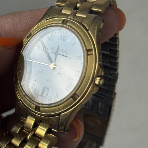 Alpina Seastrong Quartz Dress Watch used, gold-plated, Swiss made