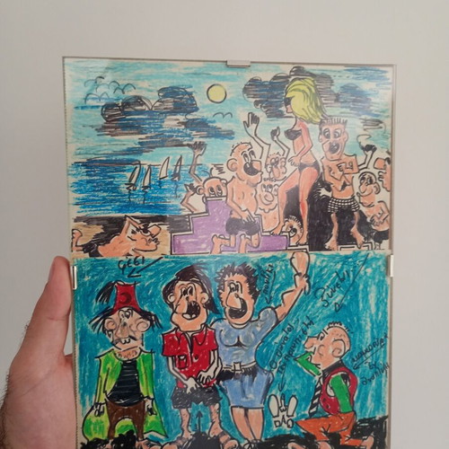 Vintage σατυρικές γελοιογραφίες μεταχειρισμένες, σετ 2, στυλ 70s-80s