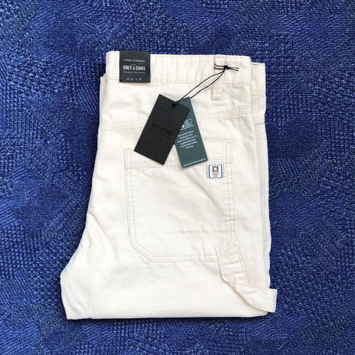 Only & Sons EDGE Loose Workwear Pant new, sizes 32 and 33, ecru cotton