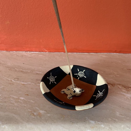 Clay incense stick holder with animal design, new