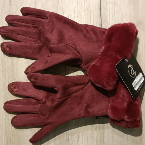 Amelie gloves burgundy new, size Large