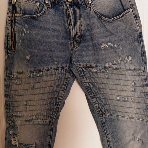 Just Cavalli Men's Distressed Biker Jeans like new, blue, size 32
