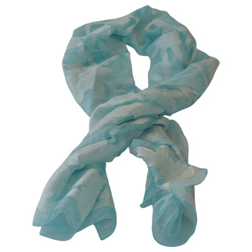 Armani Collezioni Blue Floral Sheer Scarf Large Size, Like New