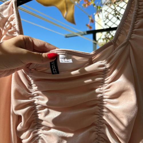 Top with off-shoulder velvet pink H&M size S