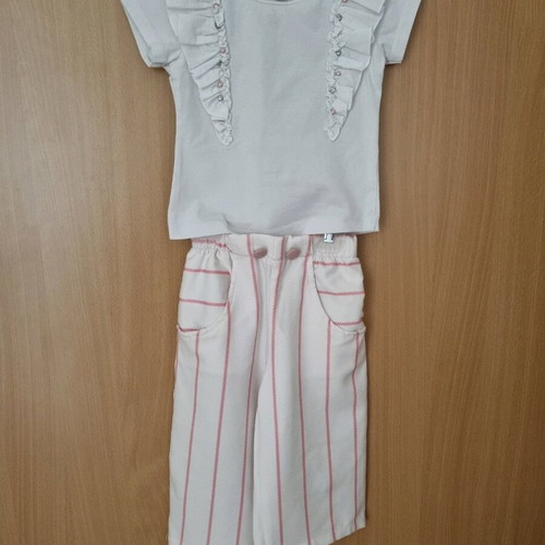 Girls' clothing set for 2 years like new, white and pink