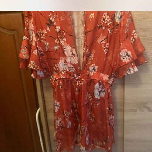River Island orange one-piece shorts jumpsuit