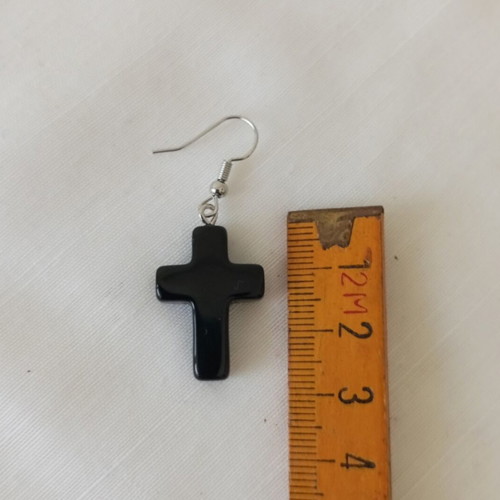 Unisex Gothic Earrings Black Cross Stainless Steel new