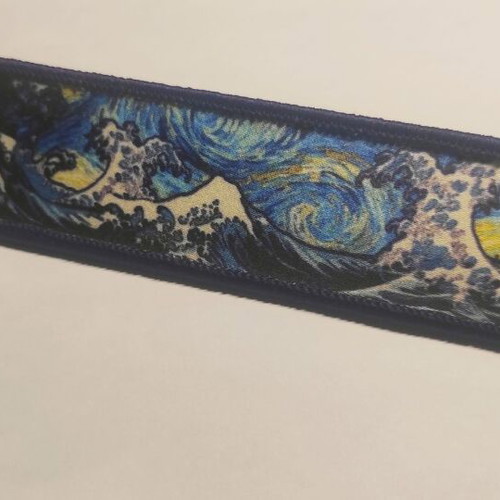 Embroidered fabric keychain The Great Wave Off Kanagawa Vincent Van Gogh Style new