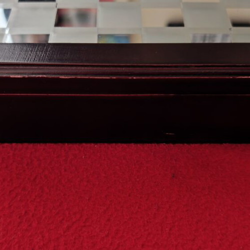 Vintage glass chess set used with wooden case and mirror board