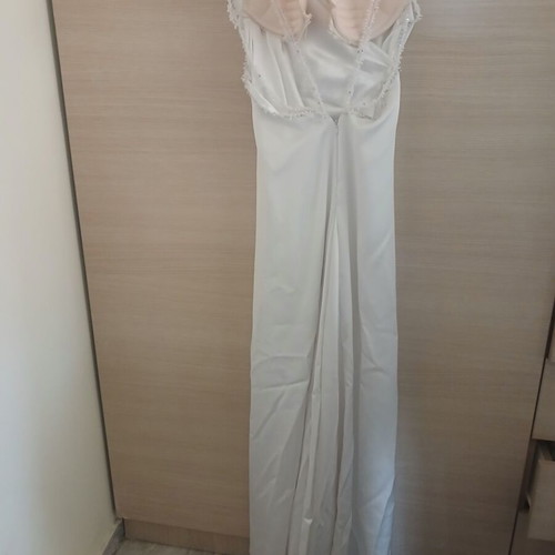 Wedding dress like new, crisscross neckline, thick satin, waist 36cm