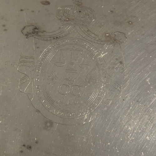 Christofle silver-plated tray like new with engraved logo 20x16