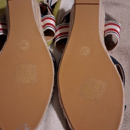 Beverly Hills Polo Club women's platform shoes new, blue with brown strap