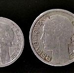  1 franc 1947 B (light type) & 2 francs 1949 B (light type)