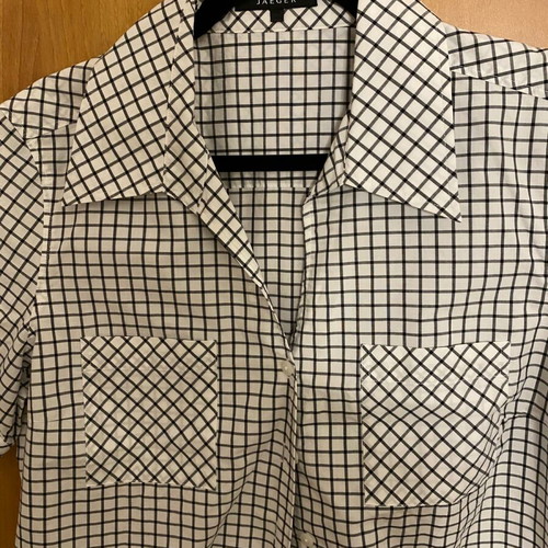 Jaeger of England checked crop shirt with tie new, black and white