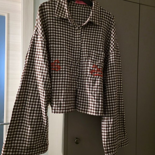 Karavan Checked Crop Shirt Like New With Embroidery