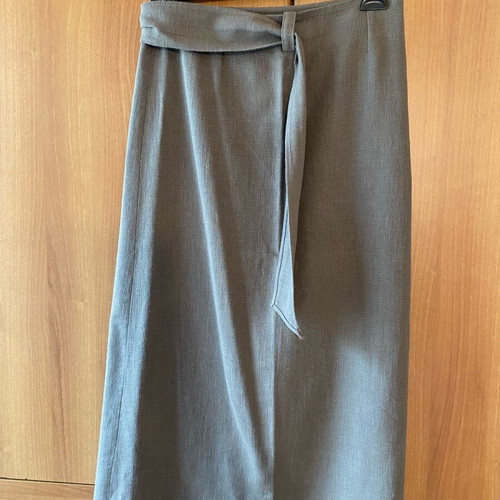 Midi skirt new with wide belt khaki, 100% cotton