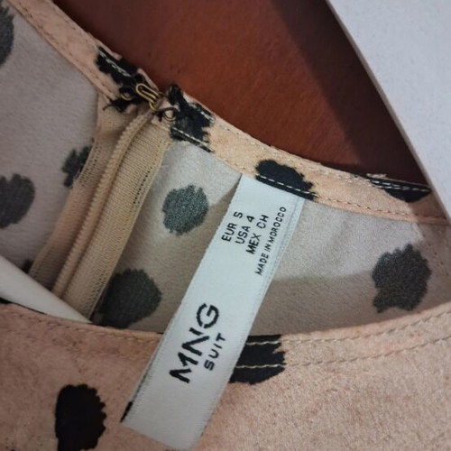 Mango animal print dress, beige and brown, size S