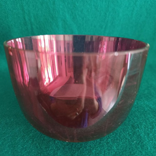 Vintage silver-plated Art Nouveau sugar bowl with blown red glass insert like new
