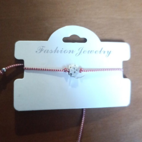 Bracelet with cross knot red and silver new