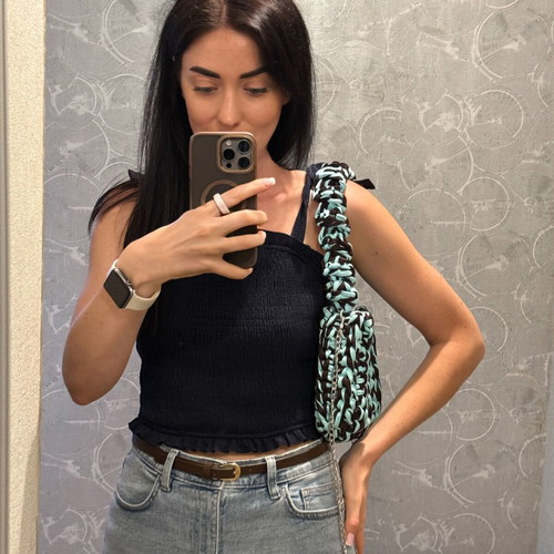 Handmade Crochet Bag, Shoulder and Crossbody, Turquoise Brown