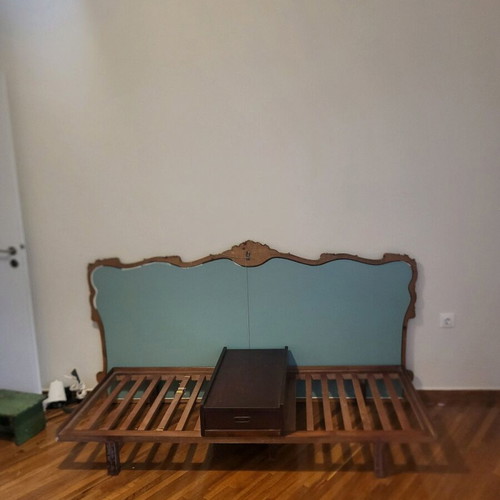 Wooden solid sofa bed used with nightstand