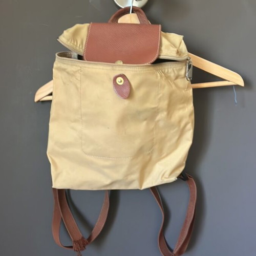 Longchamp backpack used beige with replaced zipper and minor defects
