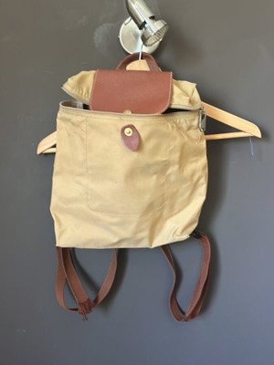 Longchamp backpack used beige with replaced zipper and minor defects