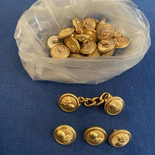 Military small artillery officer uniform buttons used, 36 pieces