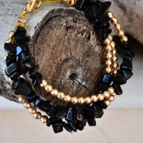 Handmade bracelet new with semi-precious stones and hematite