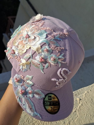 New Era 59FIFTY καπέλο custom καινούργιο, μωβ με κεντητά λουλούδια