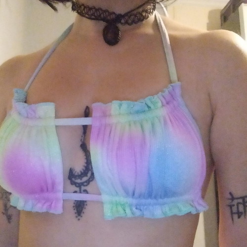 Swimwear top used, square, multicolor with nice bust