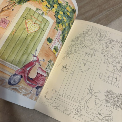 Anti-stress coloring book with watercolor