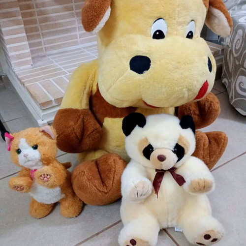 Giant plush cow, bear and FurReal cat like new