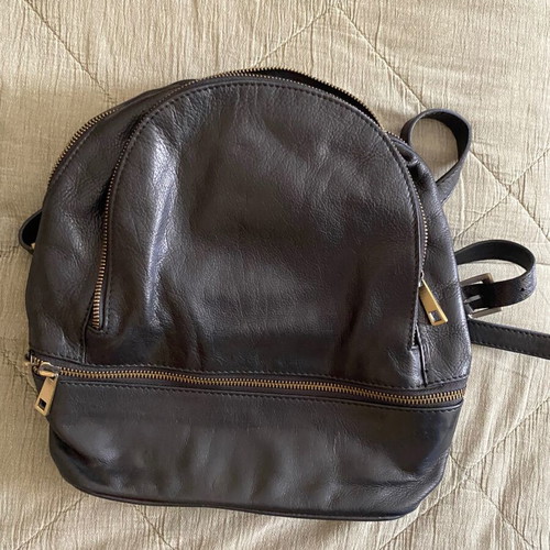 Black leather backpack bag