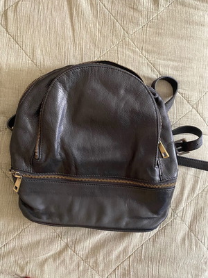 Black leather backpack bag