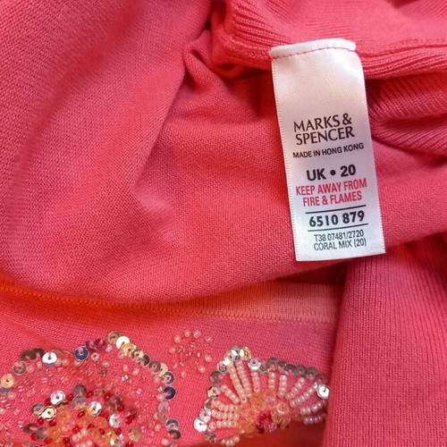 Marks & Spencer cardigan used, red with embroidery, size 20