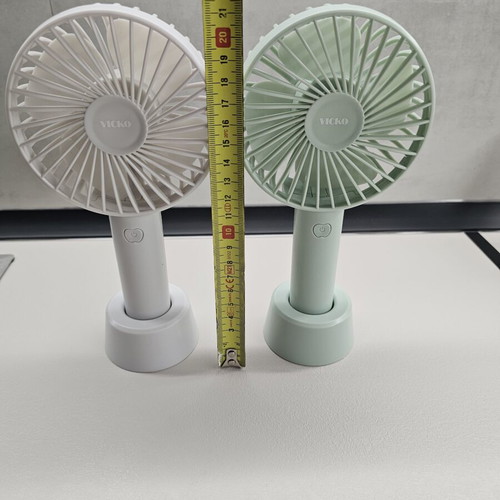 Mini rechargeable USB fan with base, used, set of two