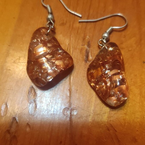 Baltic amber earrings like new, orange