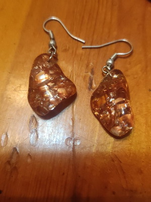 Baltic amber earrings like new, orange