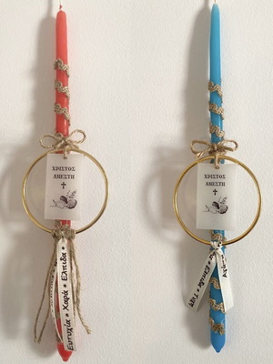 Easter candles new, set of 2 handmade decorative