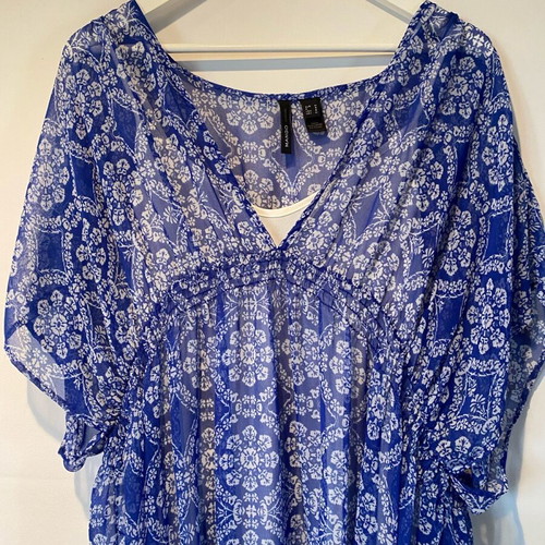 Boho dress Mango blue like new, size M