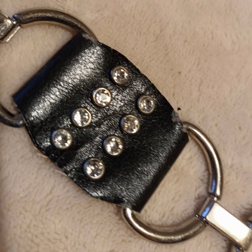 Women's belt used black with strass and chain