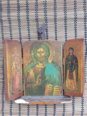 Χριστιανική εικόνα βιβλίο ξύλινη μεταχειρισμένη 20x20