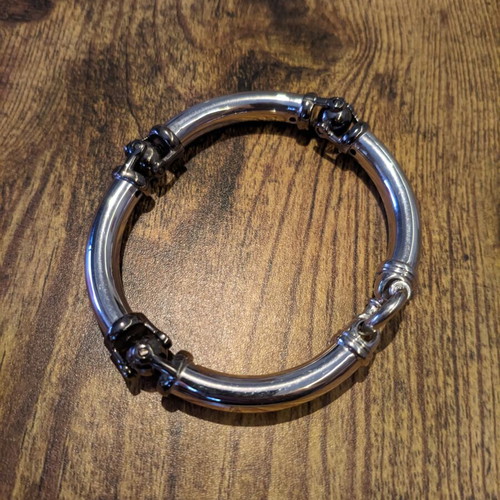 Men's silver hinged bracelet two-tone, like new