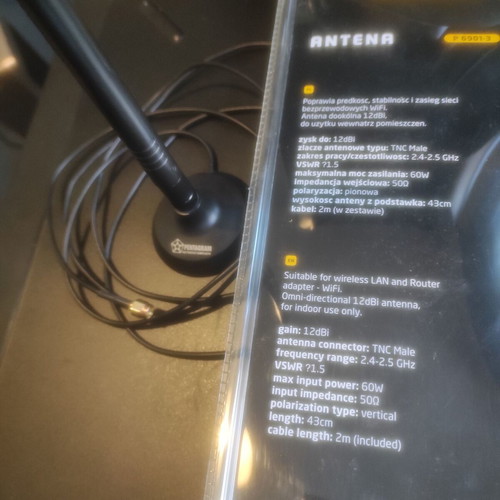 Pentagram Wi-Fi antenna 12dBi omnidirectional with magnetic base and 2m cable
