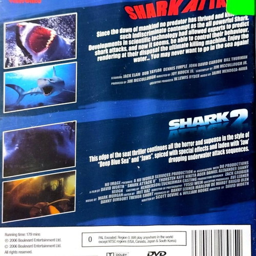 DVD Shark Attack / Shark Attack 2 μεταχειρισμένο, διπλή ταινία τρόμου