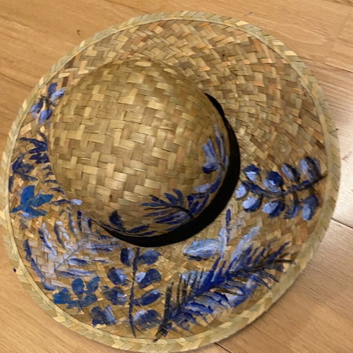 Straw Painted Handmade Hat new, one size