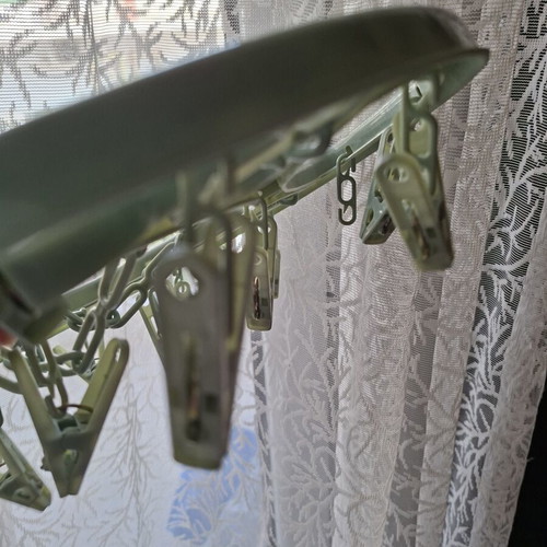 Round Hanging Clothes Airer Dryer with Pegs, Sage Green